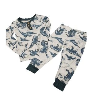 Stitch & Stone 12M Baby Pajamas Set Long Sleeve‎ Dinosaur Print Snug Fit